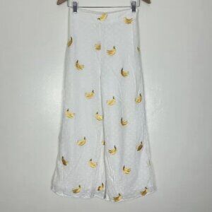 Show Me Your MuMu Cotton Jet Set Embroidered Bananas Cropped Wide Leg Pants